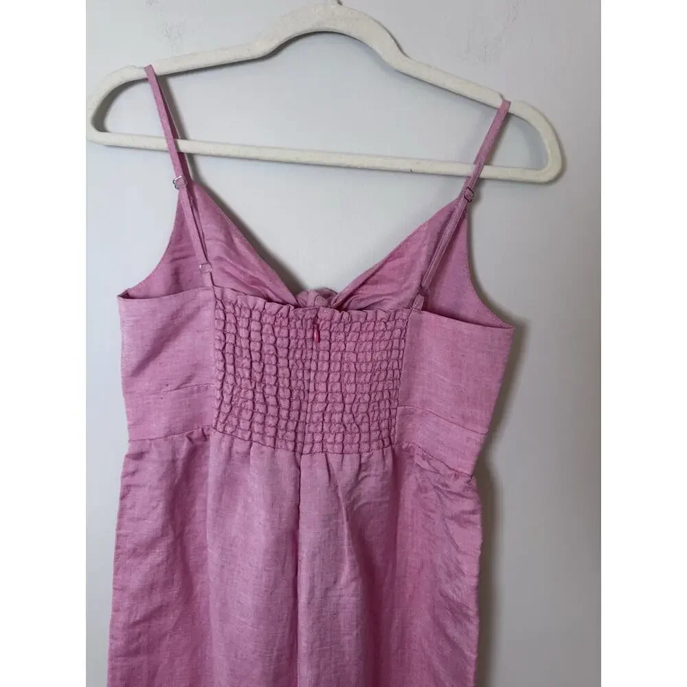 Ann Taylor LOFT Linen Blend Wide Leg Pink Cropped Romper Size 2P NWT
